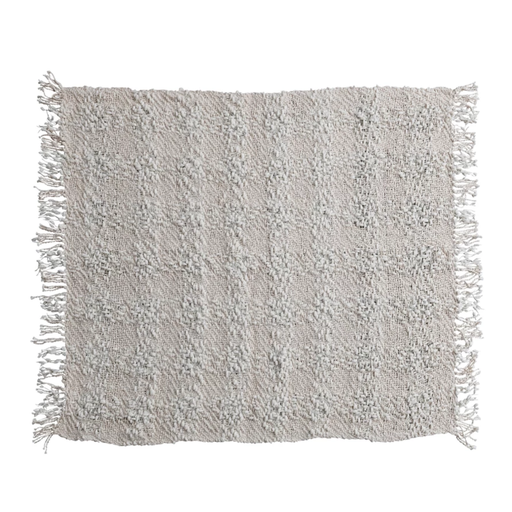 [174695-TT] Cable Knit Throw with Fringe 60x50in