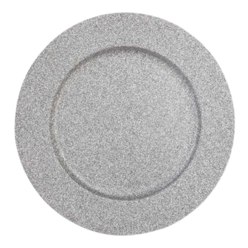 [174777-TT] Glittered Charger Silver