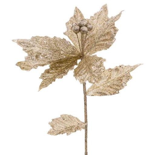 [174800-TT] Gold Poinsettia Branch 30in
