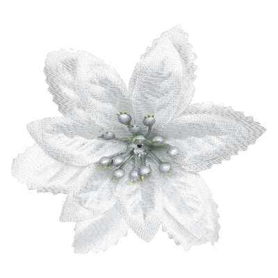 [174814-TT] Silver Poinsettia Napkin Ring 2pc