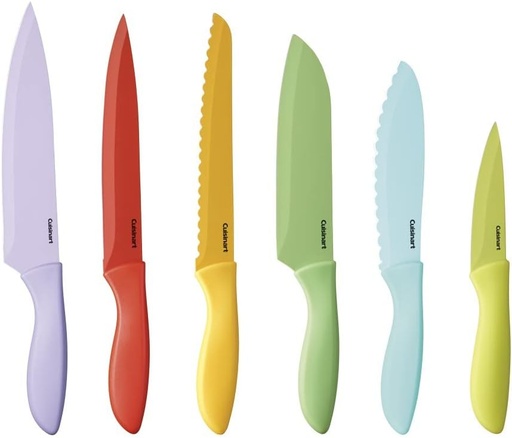 [174877-TT] Cuisinart Ceramic Coated Color Knife Set With Blade Guards 12pc