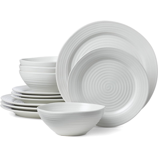 [174906-TT] Oneida Ridge White Dinnerware Set 12pc