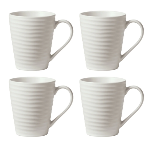 [174907-TT] Oneida Ridge White Mug Set 4pc