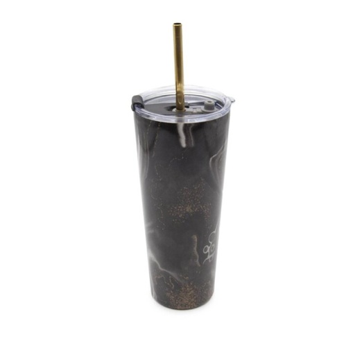 [174925-TT] Geo Straw Tumbler 24oz Black