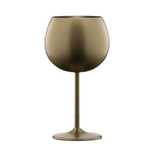 [174931-TT] Metal Balloon Wine Glass Gold 12oz