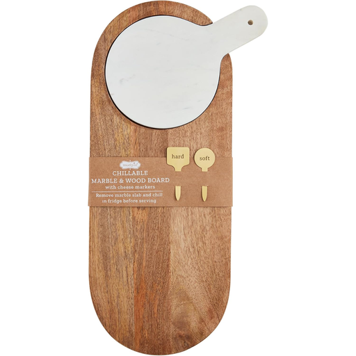 [175840-TT] Wood Serving Board Set with Marble Insert Set 4pc