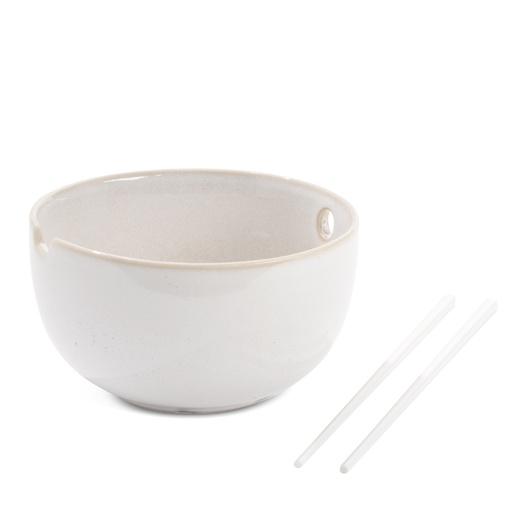 [175712-TT] Ramen Bowl With Chopsticks Cream 24.5oz