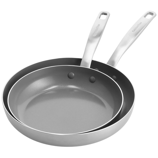 [176557-TT] Greenpan Chatham Stainless Steel Open Frypan Set 8in & 10in