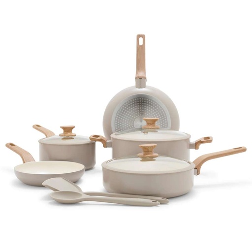 [176560-TT] Greenpan Ceramic Cookware Set Taupe 10pc