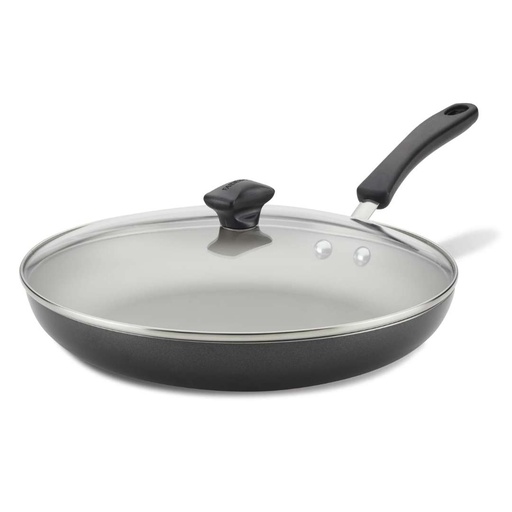 [176574-TT] Farberware Aluminum Nonstick Skillet with Lid Pewter 12in