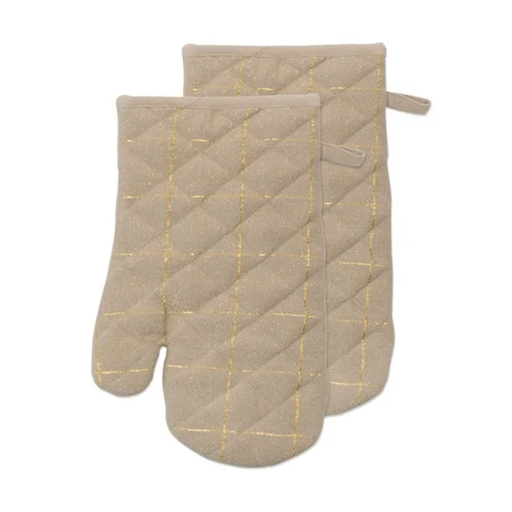 [176693-TT] Soft Check Oven Mitt Gold 2pc