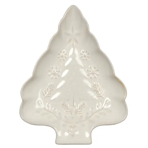 [176670-TT] Soft Snowfall Shaped Tree Dish White
