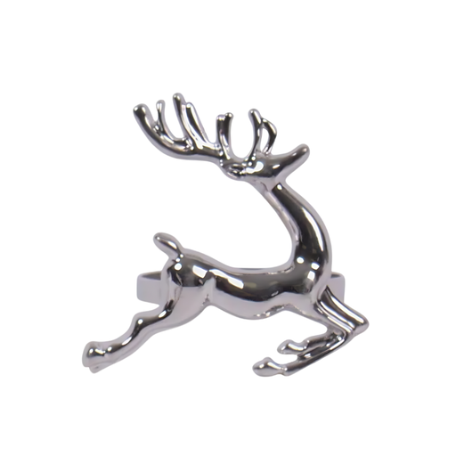 [176678-TT] Running Reindeer Napkin Ring Silver