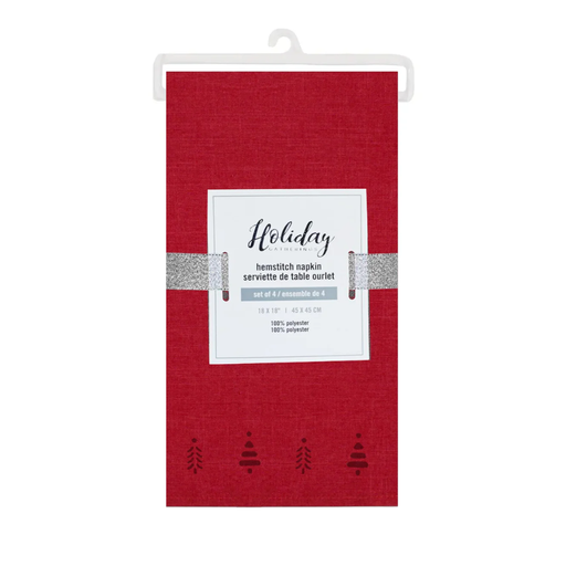 [176699-TT] Tree Hemstitch Napkin Red