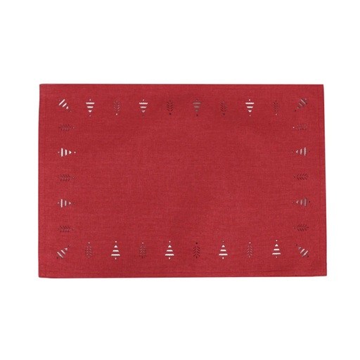 [176688-TT] Tree Hemstitch Placemat Red