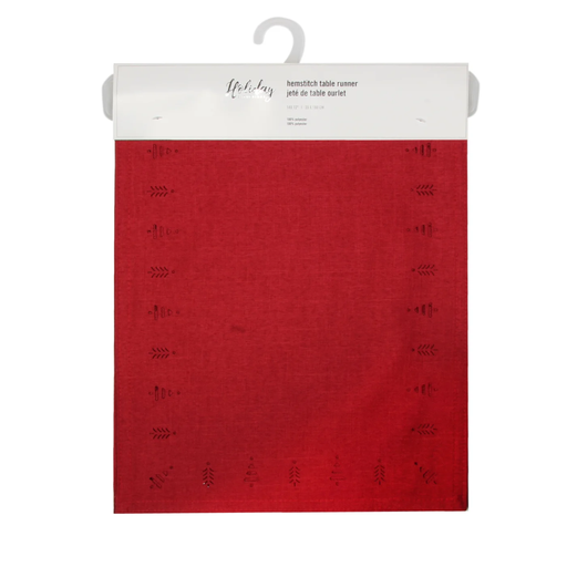 [176689-TT] Tree Hemstitch Table Runner Red
