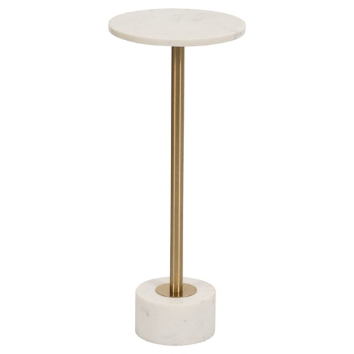 [176723-TT] Marble Top Side Table Gold 24in