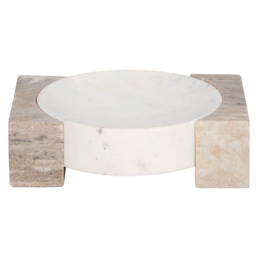[176738-TT] Marble Bowl With Onyx Marble Sides 10in