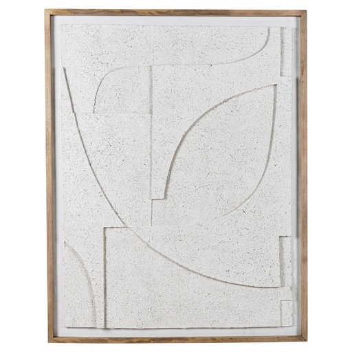 [176745-TT] Paper Mache Wall Art Framed Glass 39x50in 