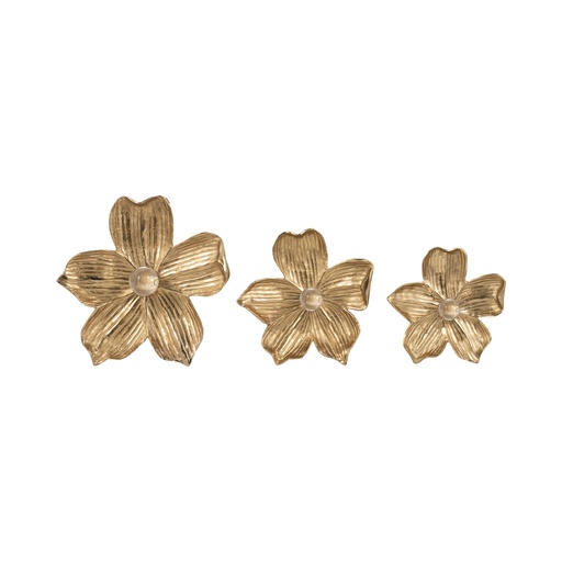 [176755-TT] Rommie Gold Wall Flowers Set of 3