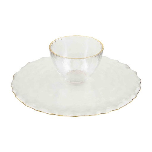 [176765-TT] Gold Edge Pedestal Chip & Dip Server