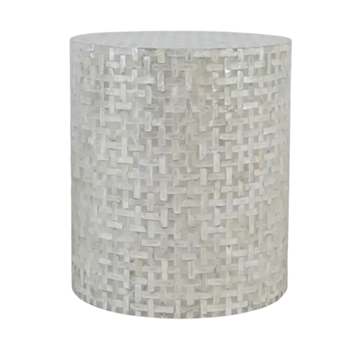 [176974-TT] Capri Large Accent Table Grey Basket Weave