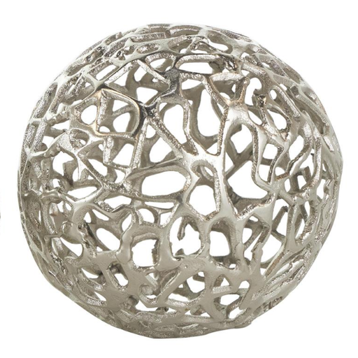 [176860-TT] Decorative Metal Orb Silver 6in