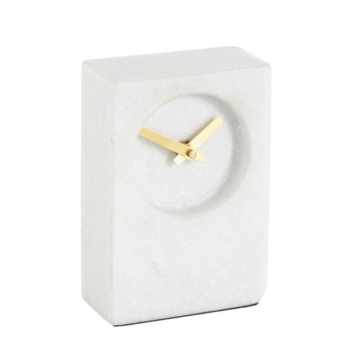 [176868-TT] Minimalistic Marble Clock White 6in