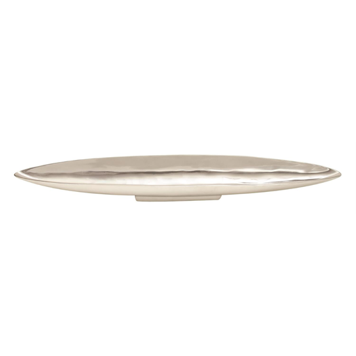 [176883-TT] Silver Metal Oblong Bowl 34in