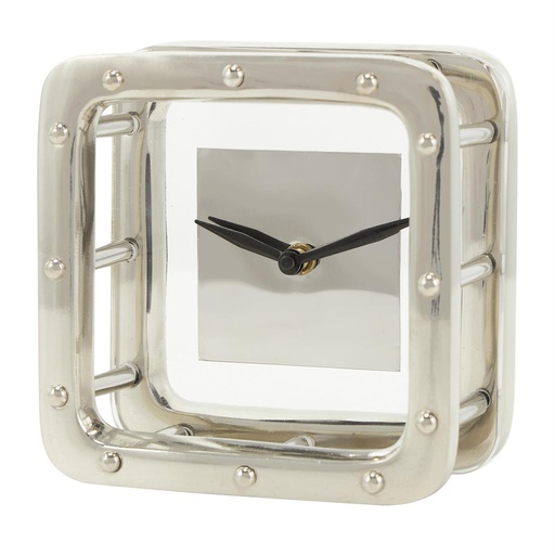 [176909-TT] Dimensional Open Frame Clock Silver 6in