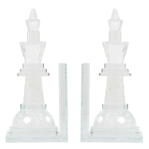 [176930-TT] Crystal Chess Bookends Set 10in