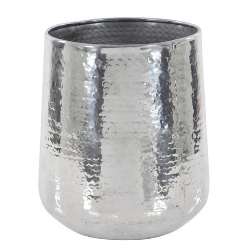 [176937-TT] Metal Hammered Planter Silver 13in
