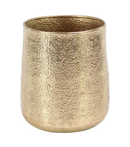 [176944-TT] Metal Hammered Planter Gold 15in