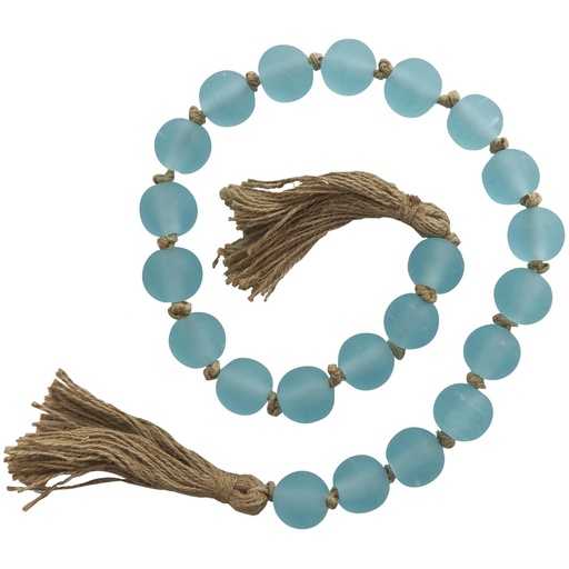 [176950-TT] Glass Beaded Garland with Tassel Blue 45in