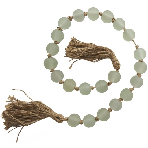 [176951-TT] Glass Beaded Garland with Tassel Green 45in