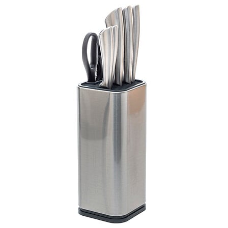 [177210-TT] Silver Precision Stainless Steel Block Knife Set 6pc