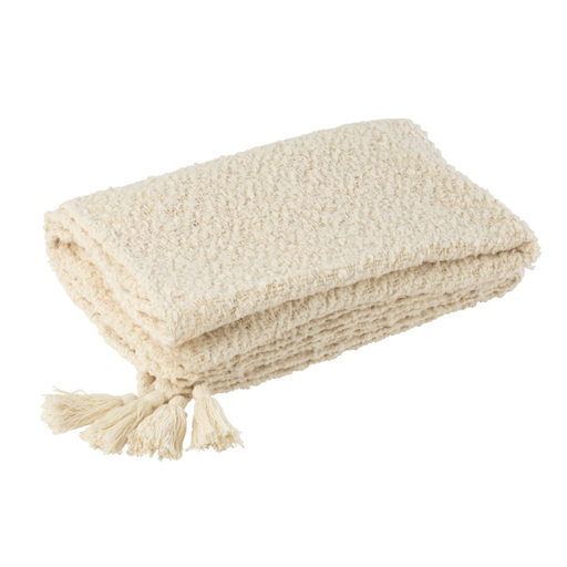 [177279-TT] Cotton Tassels Throw Cream 71x51in