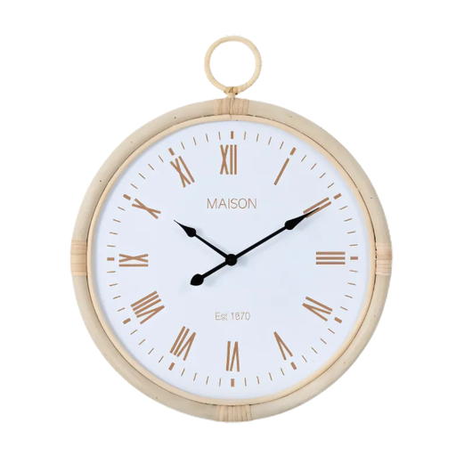 [177285-TT] Rattan Clock 19in 