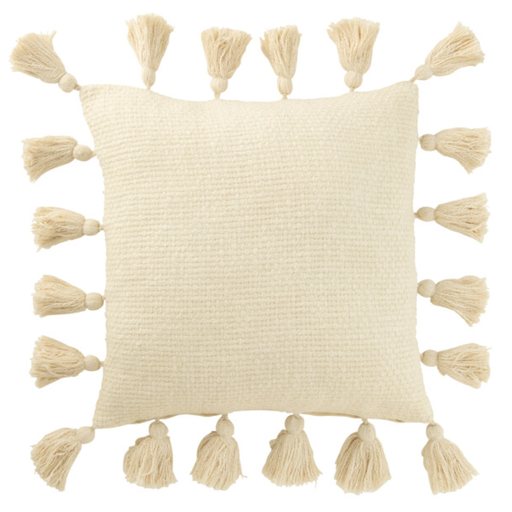 [177299-TT] Tassels Pillow Cream 18in