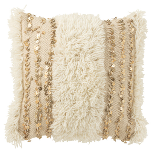 [177300-TT] Tufted Sequin Pillow Cream Gold 18in