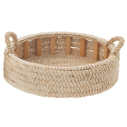 [177309-TT] Braided Corn Husk Tray Round 19in