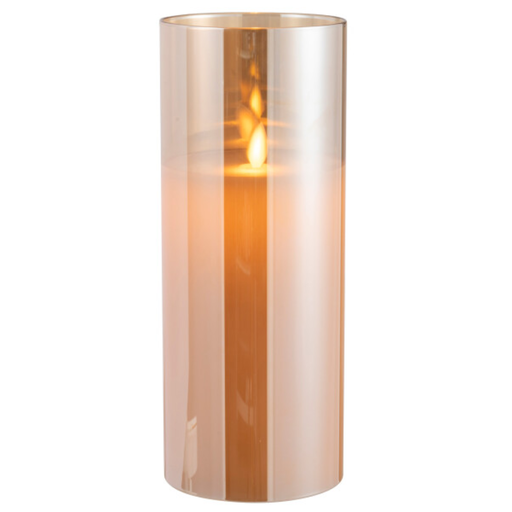 [177315-TT] LED Candle in Gold Glass 5in