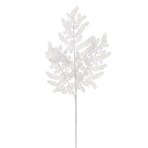 [177535-TT] Glittered Fern Spray White 24in