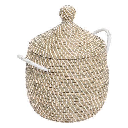 [177421-TT] Soleya Basket With Lid Beige Small