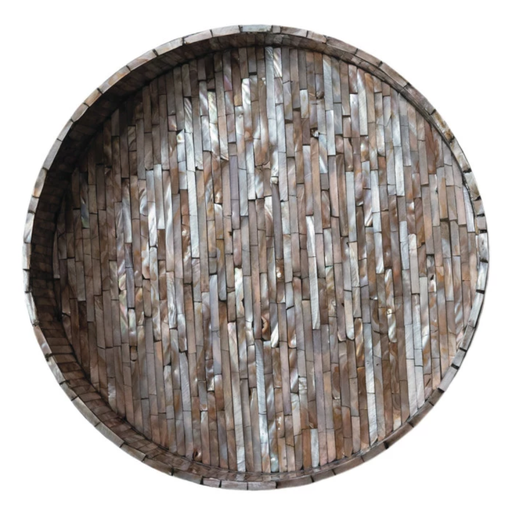 [177806-TT] Mother of Pearl Tray Grey 14in