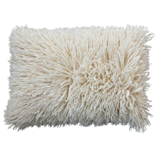 [177818-TT] Ivory Shag Pillow 24x16in 