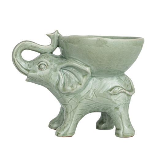 [177872-TT] Stoneware Elephant Bowl Grey