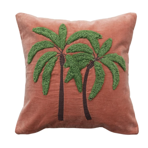 [177821-TT] Tufted Palms Pillow 18in 