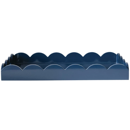 [177830-TT] Scalloped Lacquered Tray Navy 20in