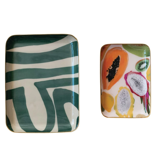 [177832-TT] Fruit Abstract Enameled Tray Set